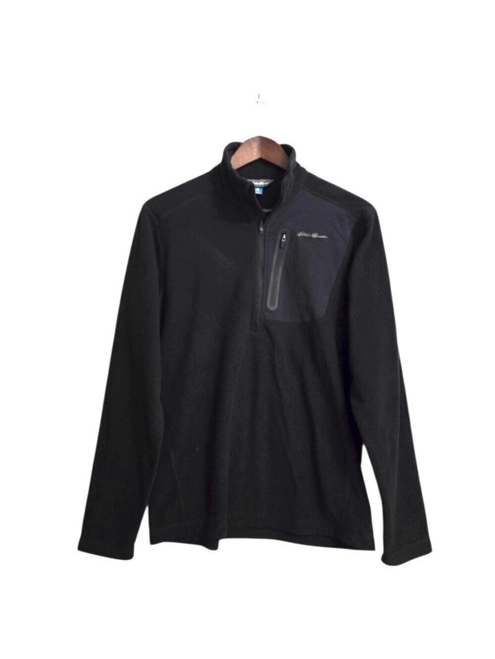 Eddie Bauer Black First Ascent Fleece Quarter Zip Pullover Sweater Sz S